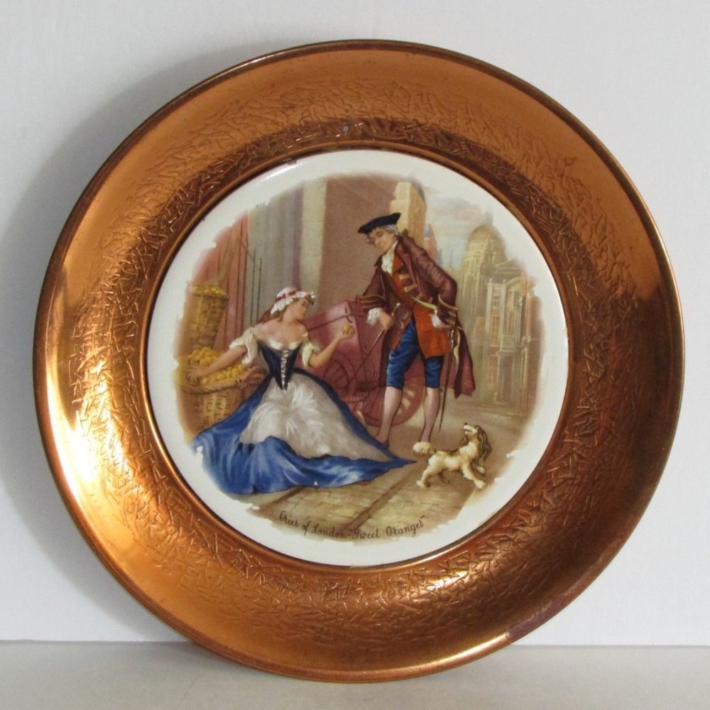 Vintage Copper Wall Plaque Cries Of London Sweet Oranges Plate Art Wall Decor